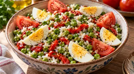 Salata od graška, pirinča i pečenih paprika - recept