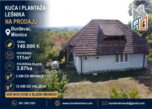 Na prodaju useljiva kuća u Djurdjevcu kod Mionice – oglas, Novi Sad