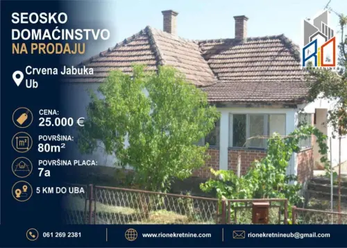 Na prodaju seosko domaćinstvo u Crvenoj Jabuci kod Uba – oglas, Novi Sad