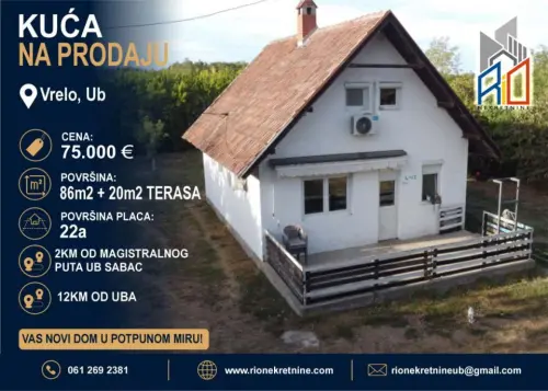 Na prodaju useljiva kuća u Vrelu kod Uba – oglas, Novi Sad